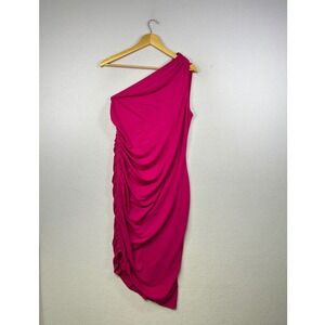 Hot Pink One Shoulder Ruched Bodycon Dress